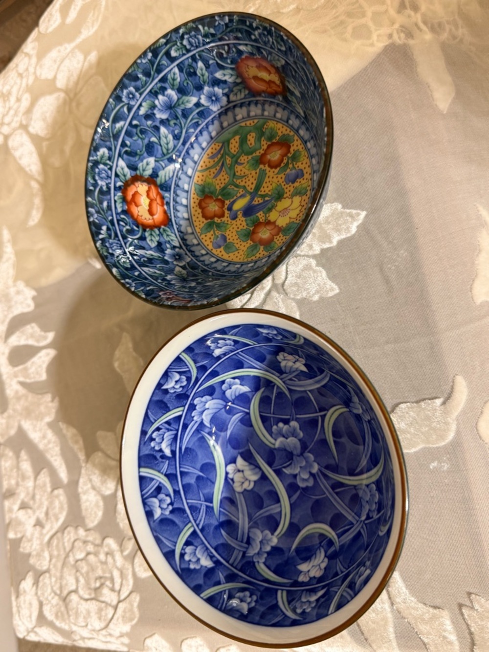 Blue Floral Decorative Ceramic Bowl - Home Art